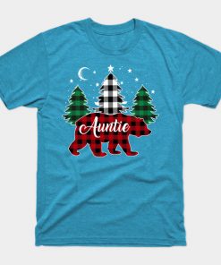 Auntie Bear Buffalo Red Plaid Matching Family Christmas
