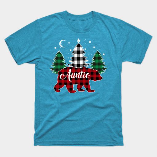 Auntie Bear Buffalo Red Plaid Matching Family Christmas